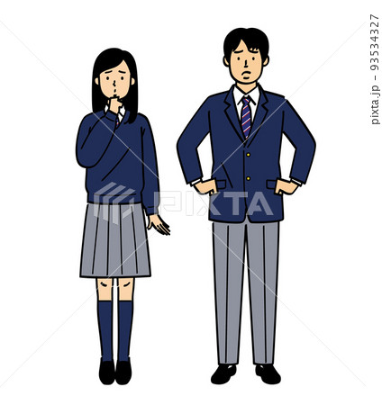 困る制服学生男女全身 93534327