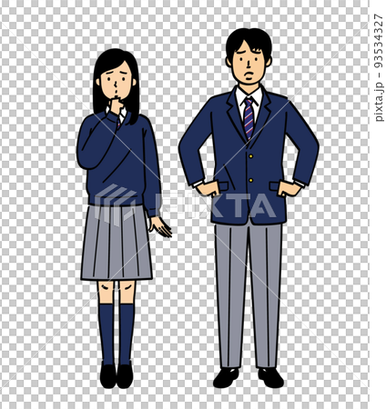 困る制服学生男女全身 93534327