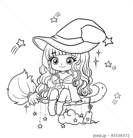 cartoon cute baby girl princess doodle cute anime coloring page cute illustration character clip art 93536372