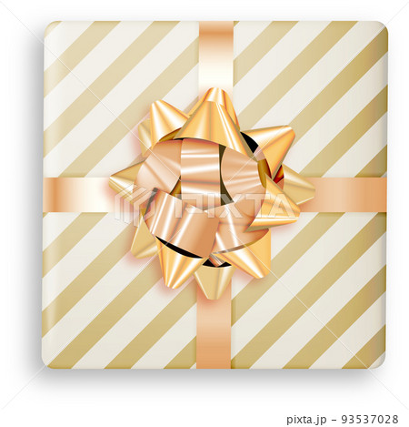 Golden and White Gift Box with Golden Bow 93537028