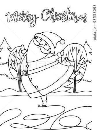 Coloring Pages. Coloring book Santa Claus skate on ice. Isolated. Vector illustration Coloring Pages. Coloring book Santa Claus skate on ice. Isolated. Vector illustration 93538098