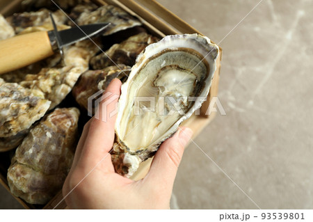 Concept of delicious seafood, oysters, close up Concept of delicious seafood, oysters, close up 93539801