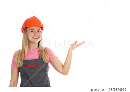 Concept of occupation, young woman in uniform isolated on white background Concept of occupation, young woman in uniform isolated on white background 93539841