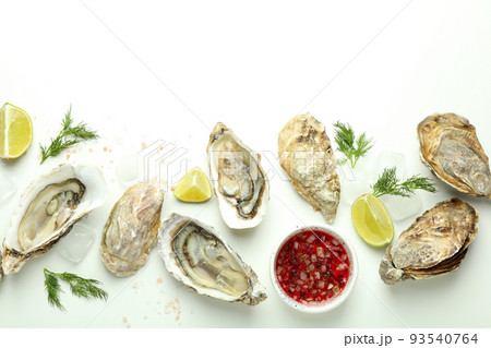 Concept of seafood, oysters, space for text 93540764