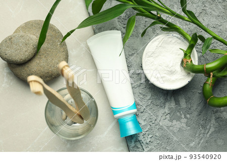 Concept of tooth or oral care, top view Concept of tooth or oral care, top view 93540920