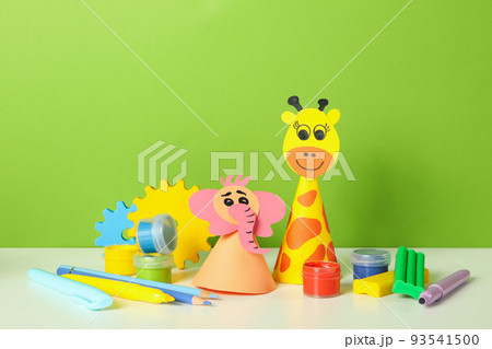 Concept of World Children's Day against green background Concept of World Children's Day against green background 93541500