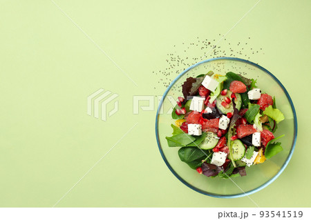 Concept of tasty food, salad with red orange, space for text Concept of tasty food, salad with red orange, space for text 93541519