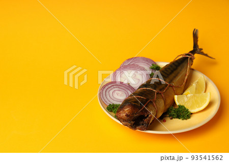 Concept of tasty food, smoked mackerel, space for text Concept of tasty food, smoked mackerel, space for text 93541562