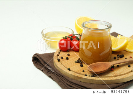 Concept of cooking with honey mustard sauce Concept of cooking with honey mustard sauce 93541793