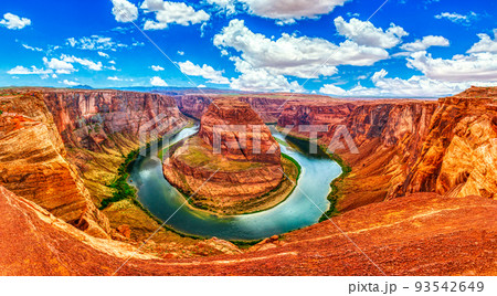 Horseshoe Bend meander of Colorado River in Glen Canyon. Arizona USA Horseshoe Bend meander of Colorado River in Glen Canyon. Arizona USA 93542649