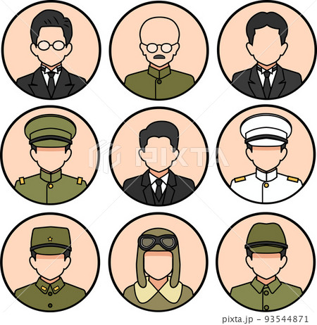 太平洋戦争時の人物アイコンセット 太平洋戦争時の人物アイコンセット 93544871