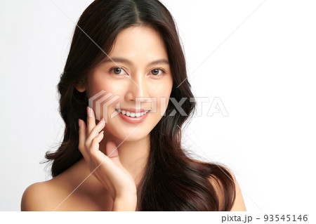 Beautiful young asian woman with clean fresh skin on white background, Face care, Facial treatment, Cosmetology, beauty and spa, Asian women portrait. 93545146