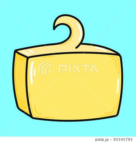 Cute funny butter. Vector hand drawn cartoon kawaii character illustration icon. Isolated on blue background. Butter character concept 93545793
