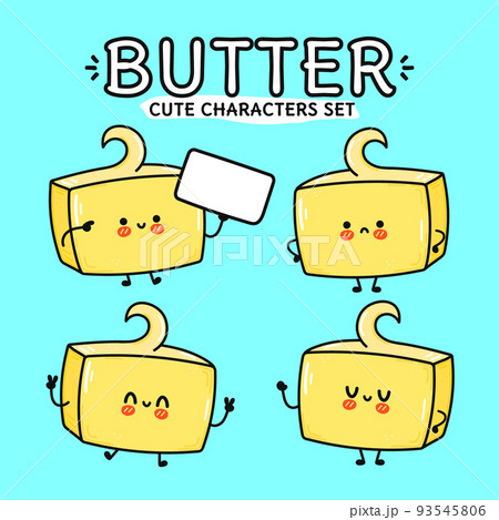 Funny cute happy butter characters bundle set.... - Stock Illustration  [93545806] - PIXTA