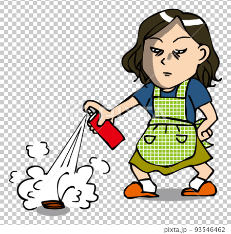 一個冷酷無情地給害蟲打農藥的家庭主婦 93546462