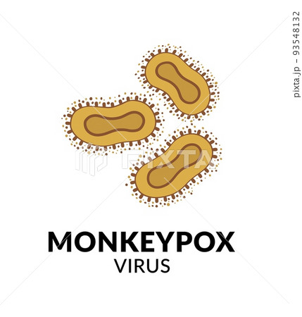 Monkeypox virus microscopic view, flat design icon. Vector Illustration. Disease spread alert. 93548132