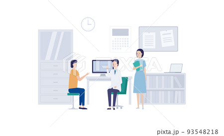 診察室の患者と医師と看護師のイラスト素材 診察室の患者と医師と看護師のイラスト素材 93548218