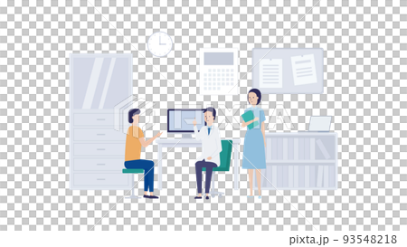 診察室の患者と医師と看護師のイラスト素材 診察室の患者と医師と看護師のイラスト素材 93548218