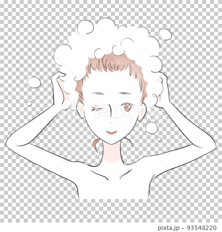 Woman washing her hair (watercolor style) 93548220