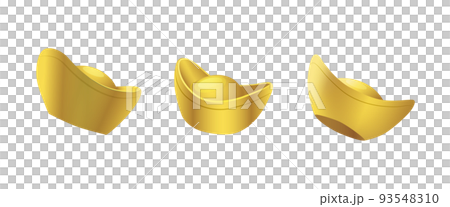 Realistic sycee gold ingot set isolated vector 93548310