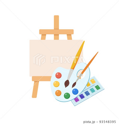 Art Easel with Colors, Brushes and Color Palette 1339719 Vector Art at  Vecteezy