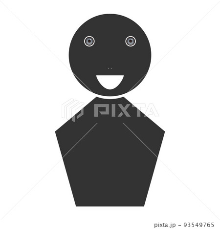 黒色の人型シルエット 笑顔 表情54 のイラスト素材