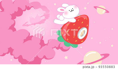 Valentine's Day card with rocket in space 93550883