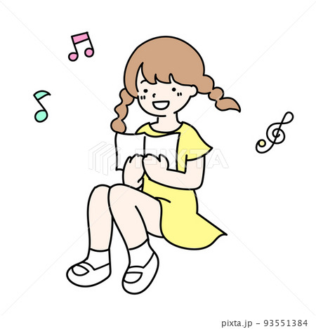 歌う子供 こどものイラスト 音符 歌う子供 こどものイラスト 音符 93551384