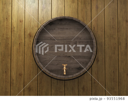 wooden oak barrel in wine cellar wooden oak barrel in wine cellar 93551968