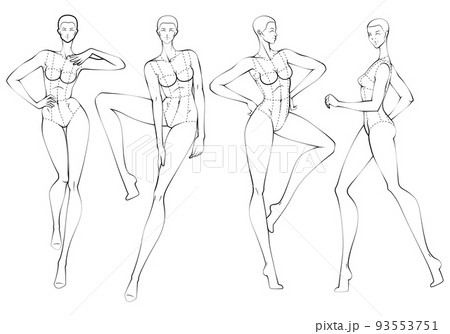 Fashion figure ten heads design template croquis wearing bodice 93553751