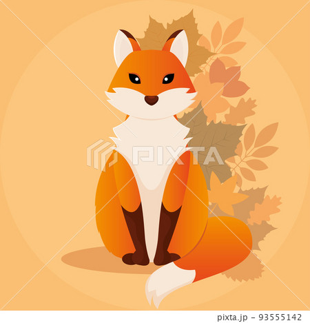 Background Fox Animal Autumn Vector Illustrationのイラスト素材 [93555142] - Pixta