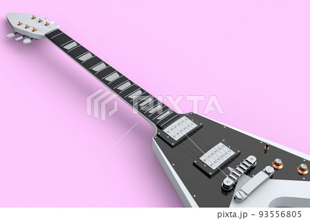 Close-up Electric acoustic guitar isolated on pink background. 93556805