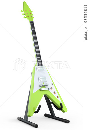 Electric acoustic guitar on stand isolated on white background. Electric acoustic guitar on stand isolated on white background. 93556811
