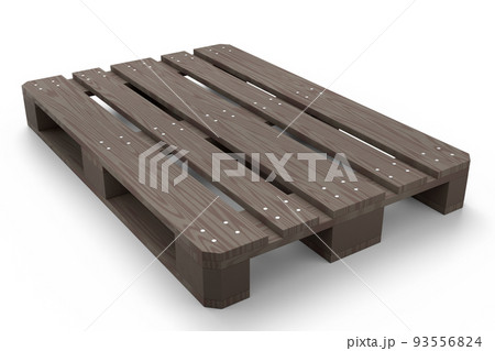 Wooden pallet for warehouse cargo storage isolated on white background. 93556824