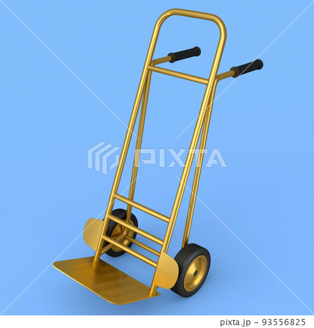 Empty hand truck or dolly for delivery and carrying isolated on blue background 93556825