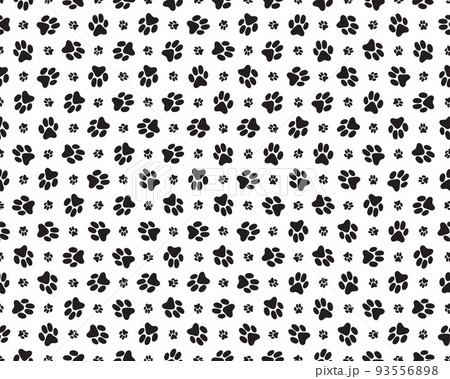 Seamless pattern of print of dogs paws on a white background 93556898