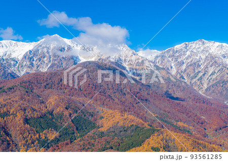 【秋素材】紅葉真っ盛りのハクバマウンテンハーバー【長野県】 93561285