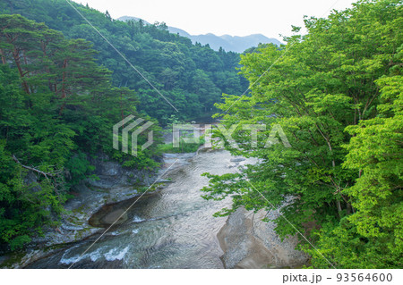吹割渓谷 吹割橋から下流方面の眺め 初夏の風景 吹割渓谷 吹割橋から下流方面の眺め 初夏の風景 93564600