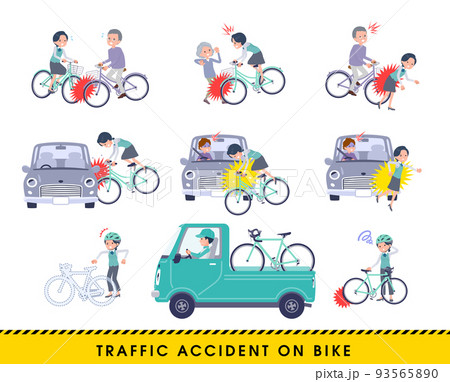 自転車事故に遭う事務員女性のセット 93565890
