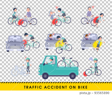 自転車事故に遭う事務員女性のセット 93565890
