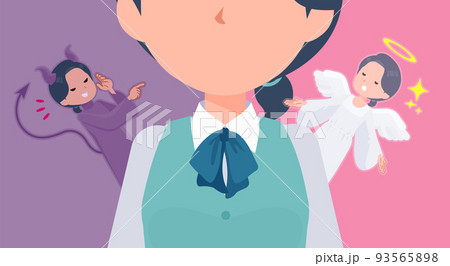 天使と悪魔の間で葛藤する事務員女性のセット 93565898