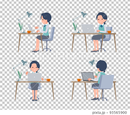A set of clerk women doing desk work on a PC 93565900