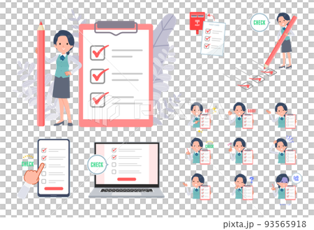 一組打勾的女職員 一組打勾的女職員 93565918