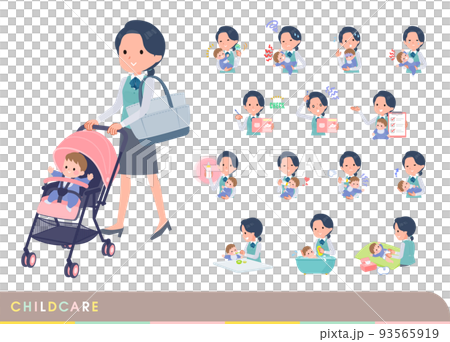 一組照顧嬰兒的女職員 一組照顧嬰兒的女職員 93565919