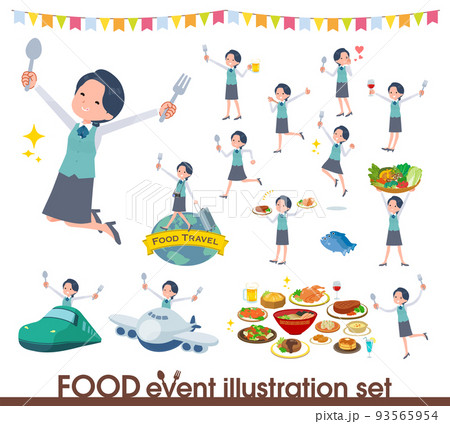 食のイベントに関する事務員女性のセット 93565954