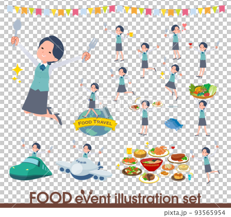食のイベントに関する事務員女性のセット 93565954