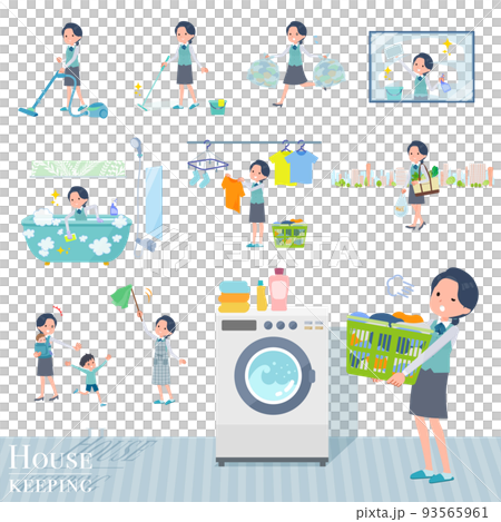 A set of female clerk for housework such as cleaning and washing 93565961