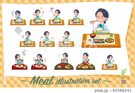 食事に関する事務員女性のセット 93566241