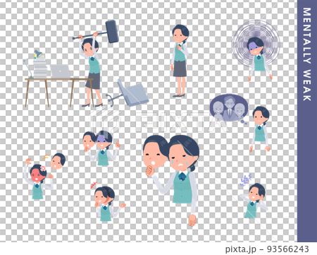 精神的に弱っている事務員女性のセット 93566243