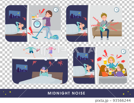隣人の騒音に苦しむ事務員女性のセット 93566244